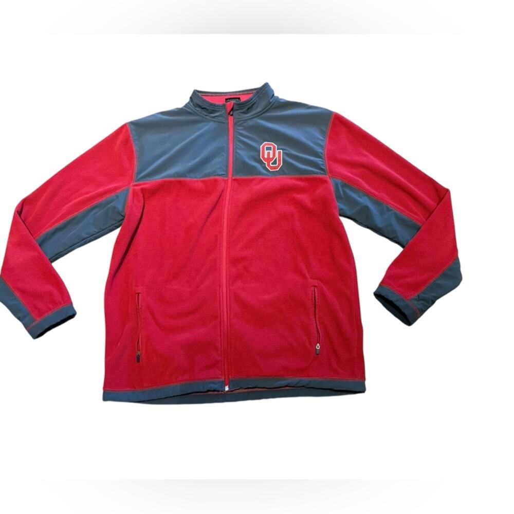 OU University of Oklahoma Men’s XL Red and Gray Zip-Up Jacket/Coat Colosseum